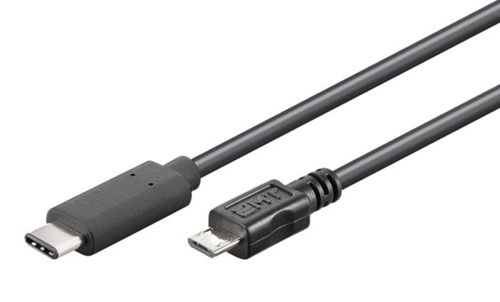 Anslutningskabel USB-C till Micro-USB 0,6 m. USB-kabel med USB-C