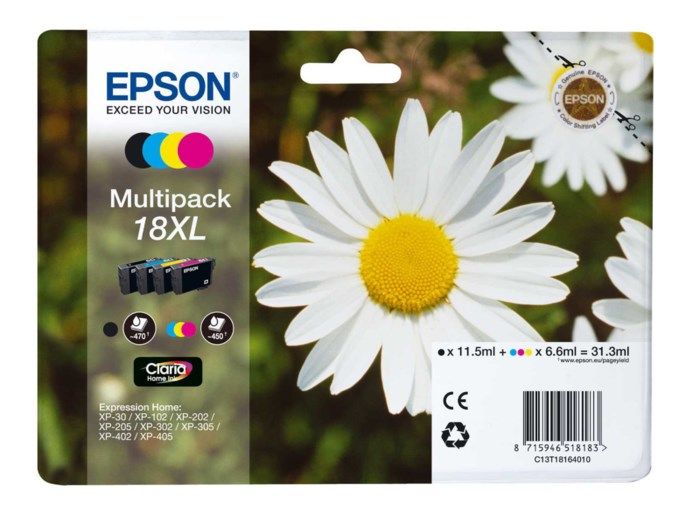 Epson T18XL Bläckpatron 4-pack. Originalbläck för Epson-skrivare