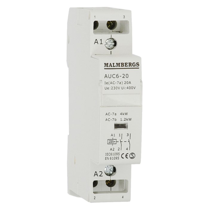 Malmbergs Installationskontaktor för DIN-skena 2-pol, 20A