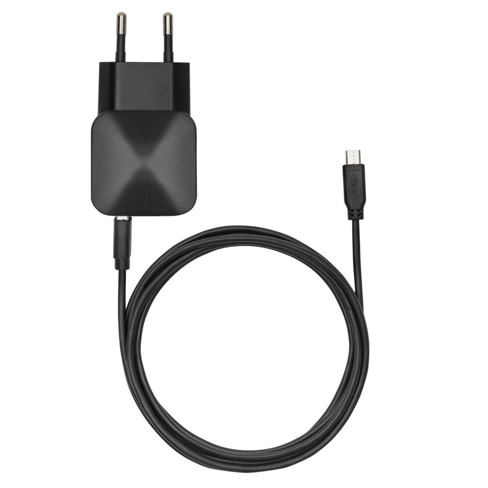 Linocell USB-lader med Micro-USB-kabel 2,4 A Svart