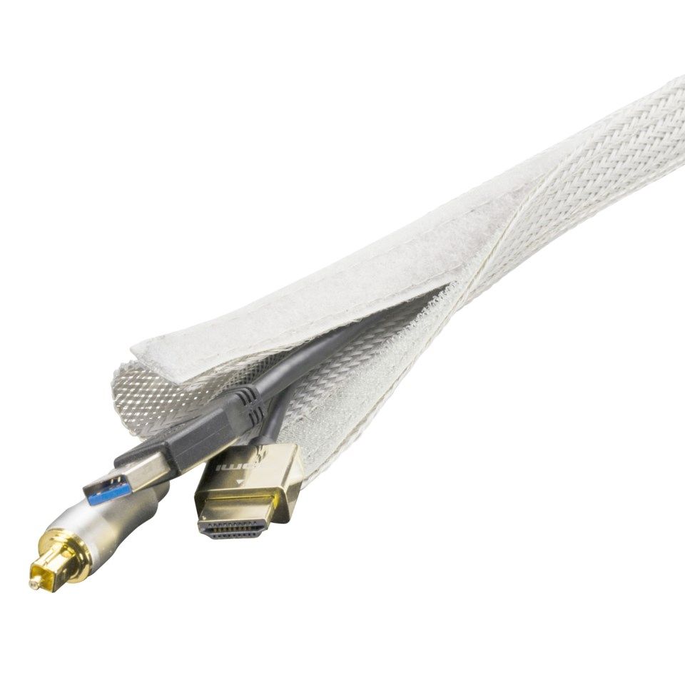 Kabelstrømpe i nylon 25 mm Hvit