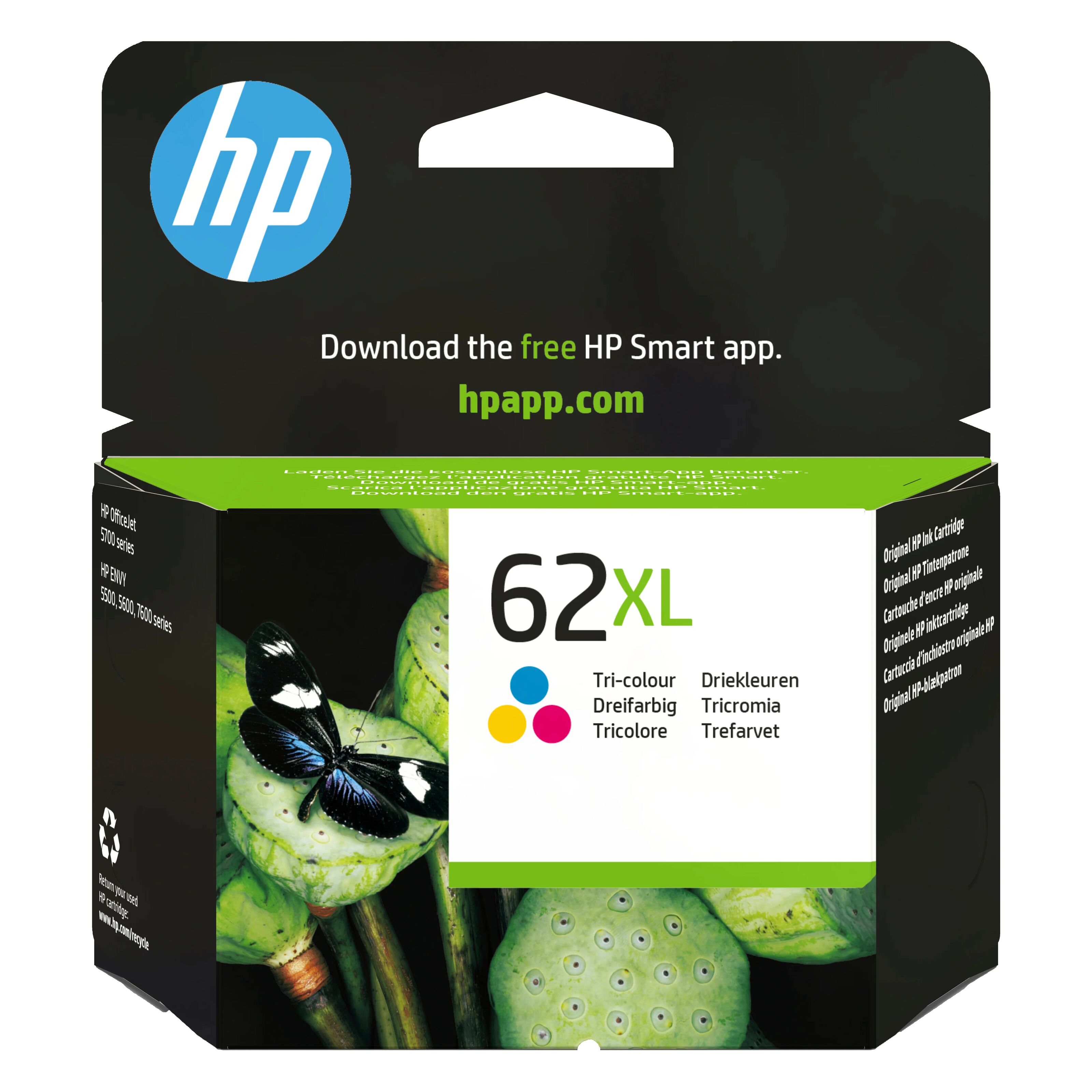 HP 62XL blekkpatron, flere farger