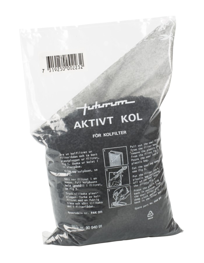 Futurum Aktivt kol för köksfläkt. 2,5 l aktivt kol
