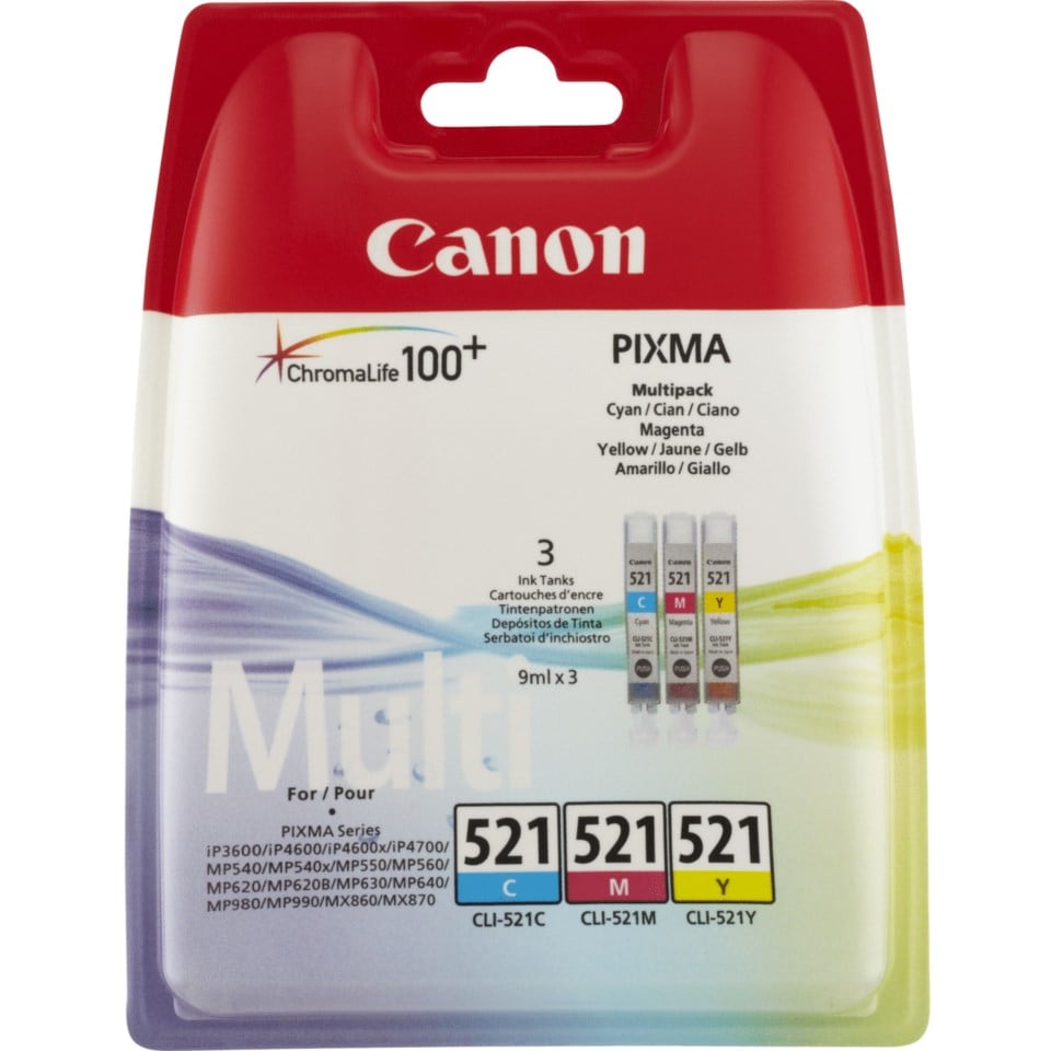 Canon CLI-521 Blekkpatroner, 3-pakning