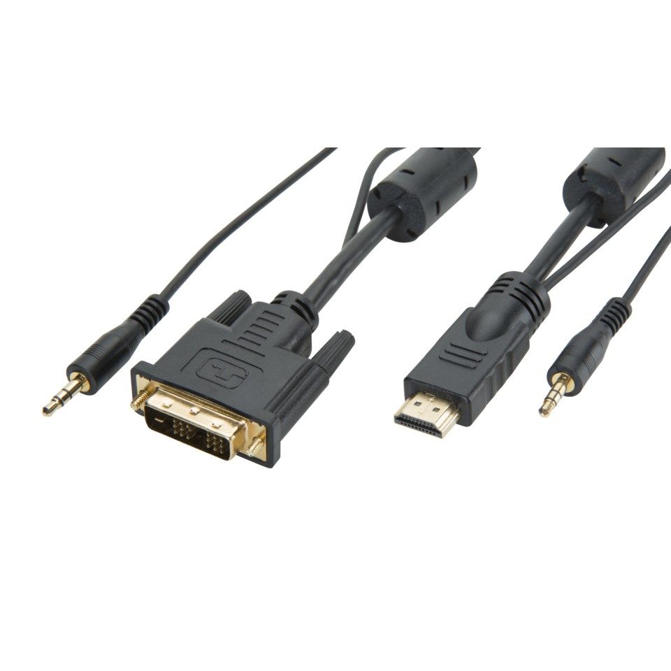 DVI-D til HDMI-kabel med analog lyd 2 m