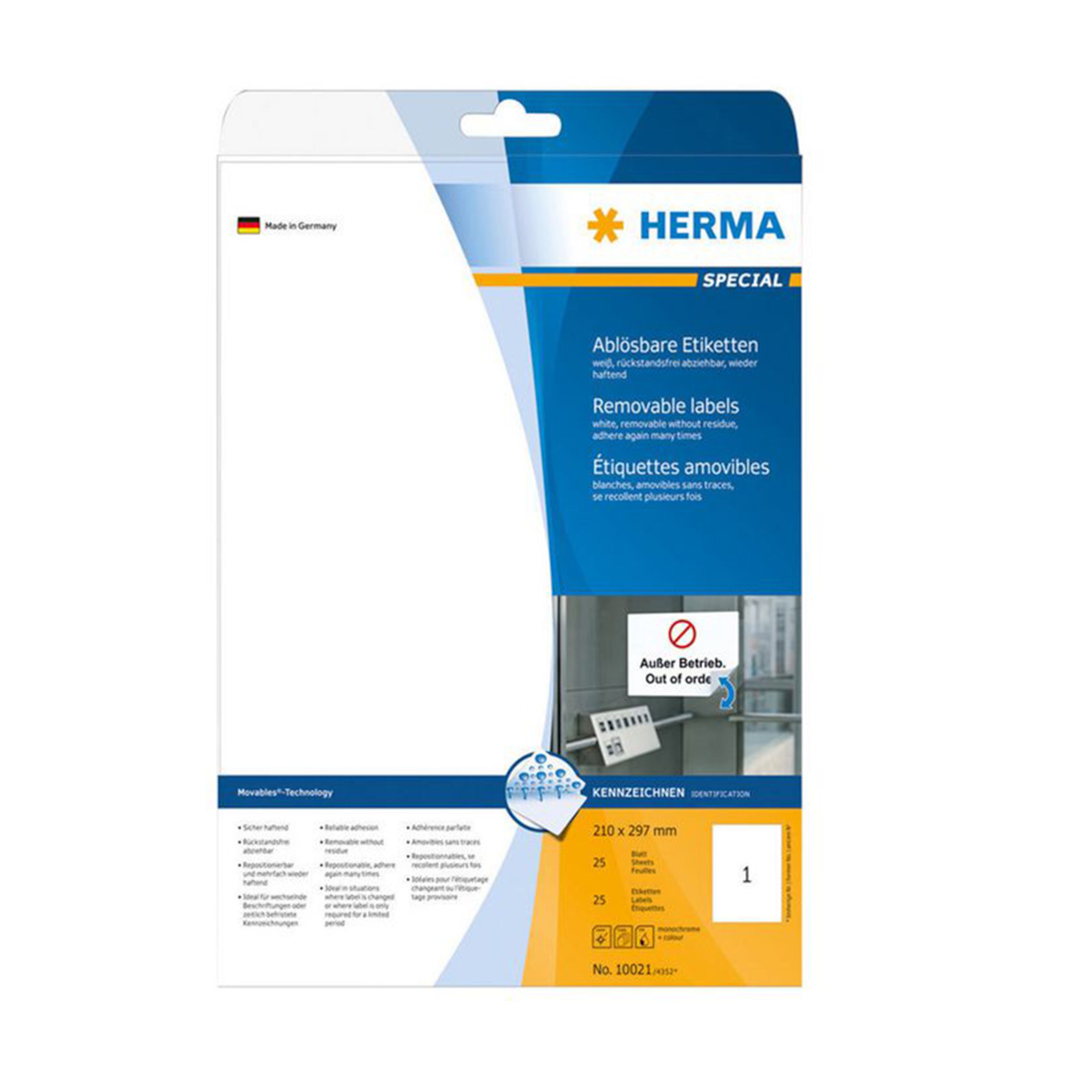 Herma Selvklebende skriverpapir, A4, 25-pakning Midlertidig