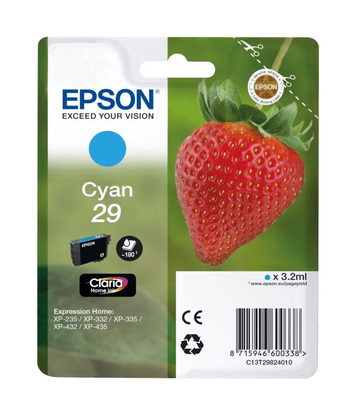 Epson T2982 Bläckpatron Cyan. Originalbläck för Epson-skrivare