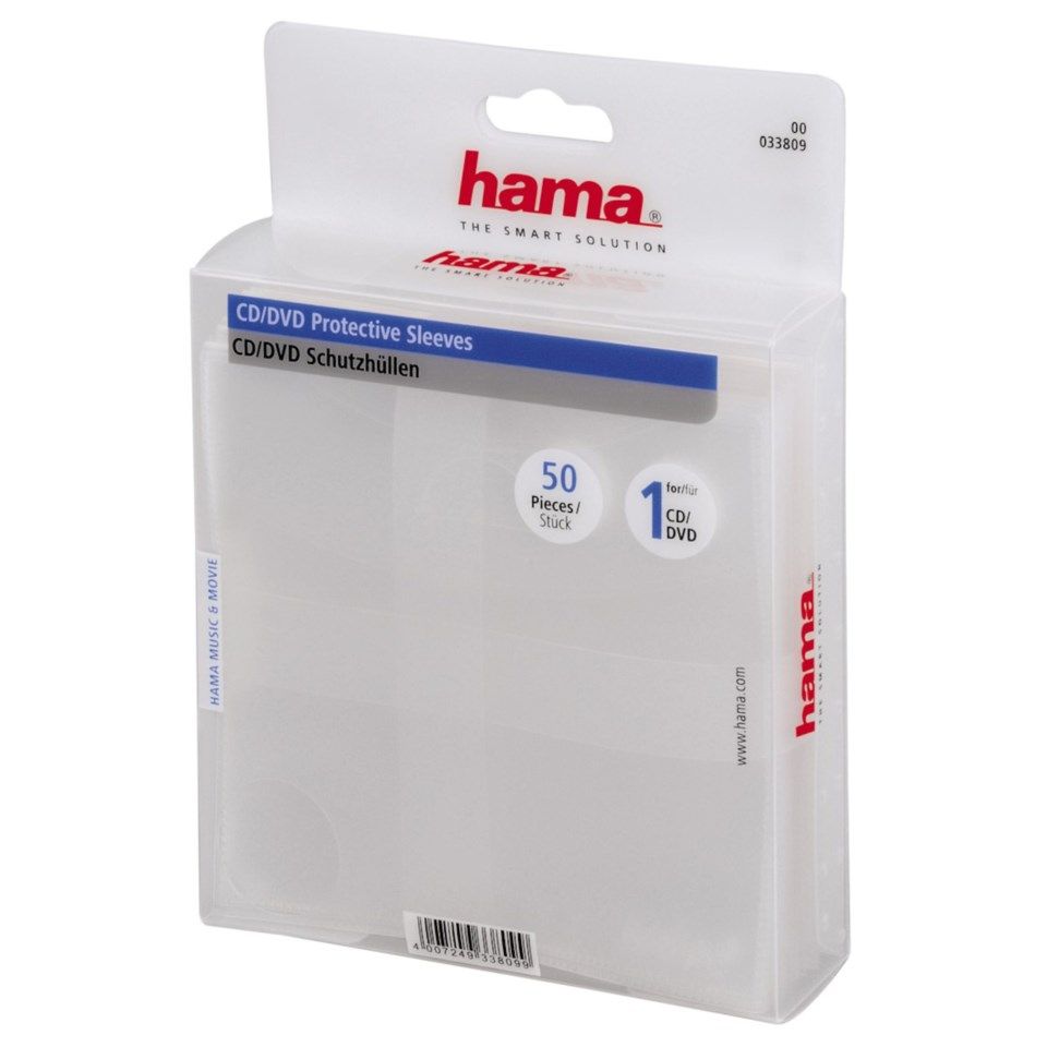 Hama CD/DVD-lomme med lokk, 50-pk.