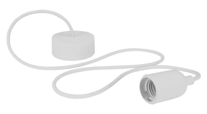 Lamphållare med textilkabel Vit. E27 lamphållare med tygklädd kabel