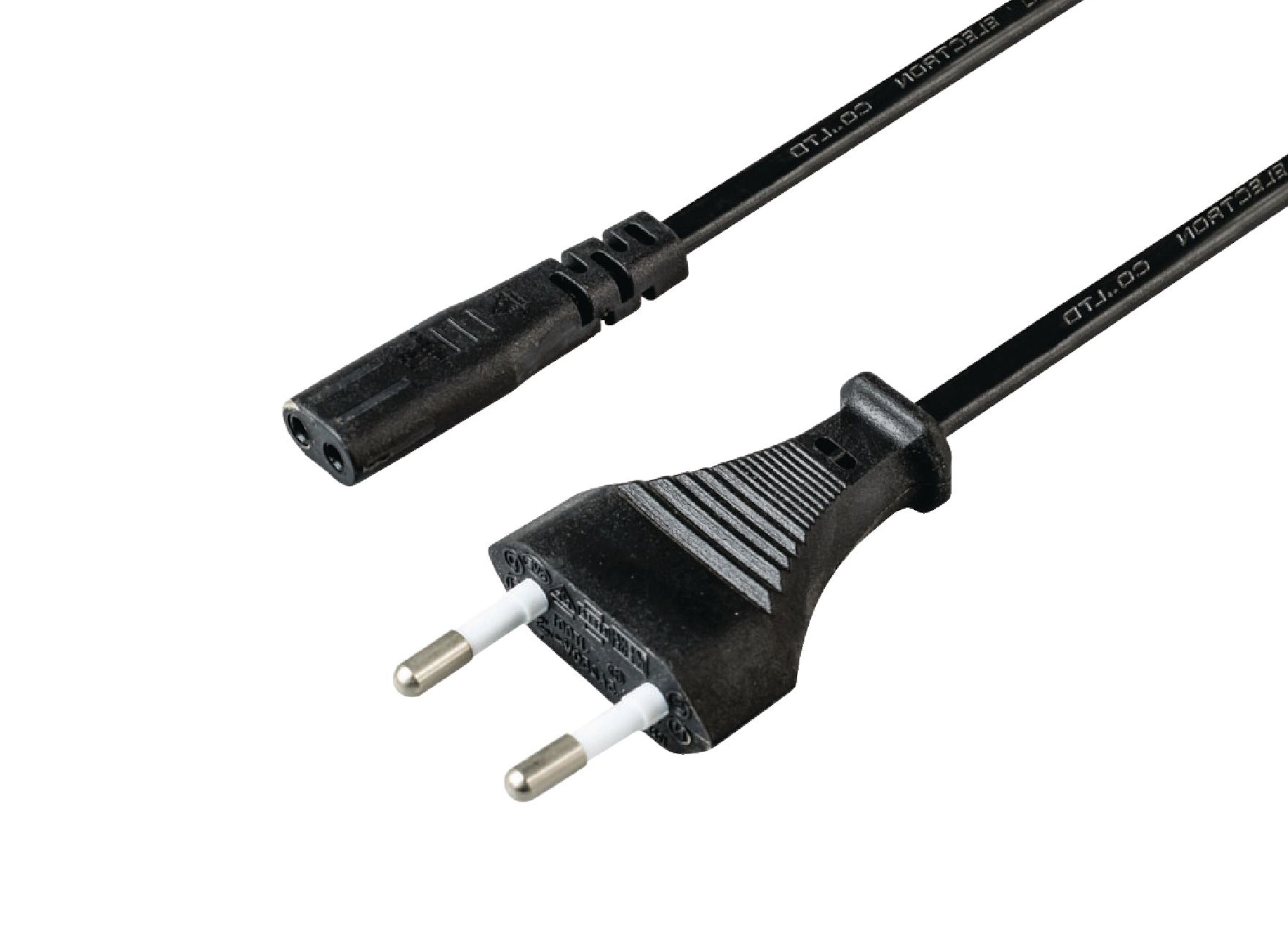 Apparatkabel C1 Svart 2 m. Ojordad apparatkabel