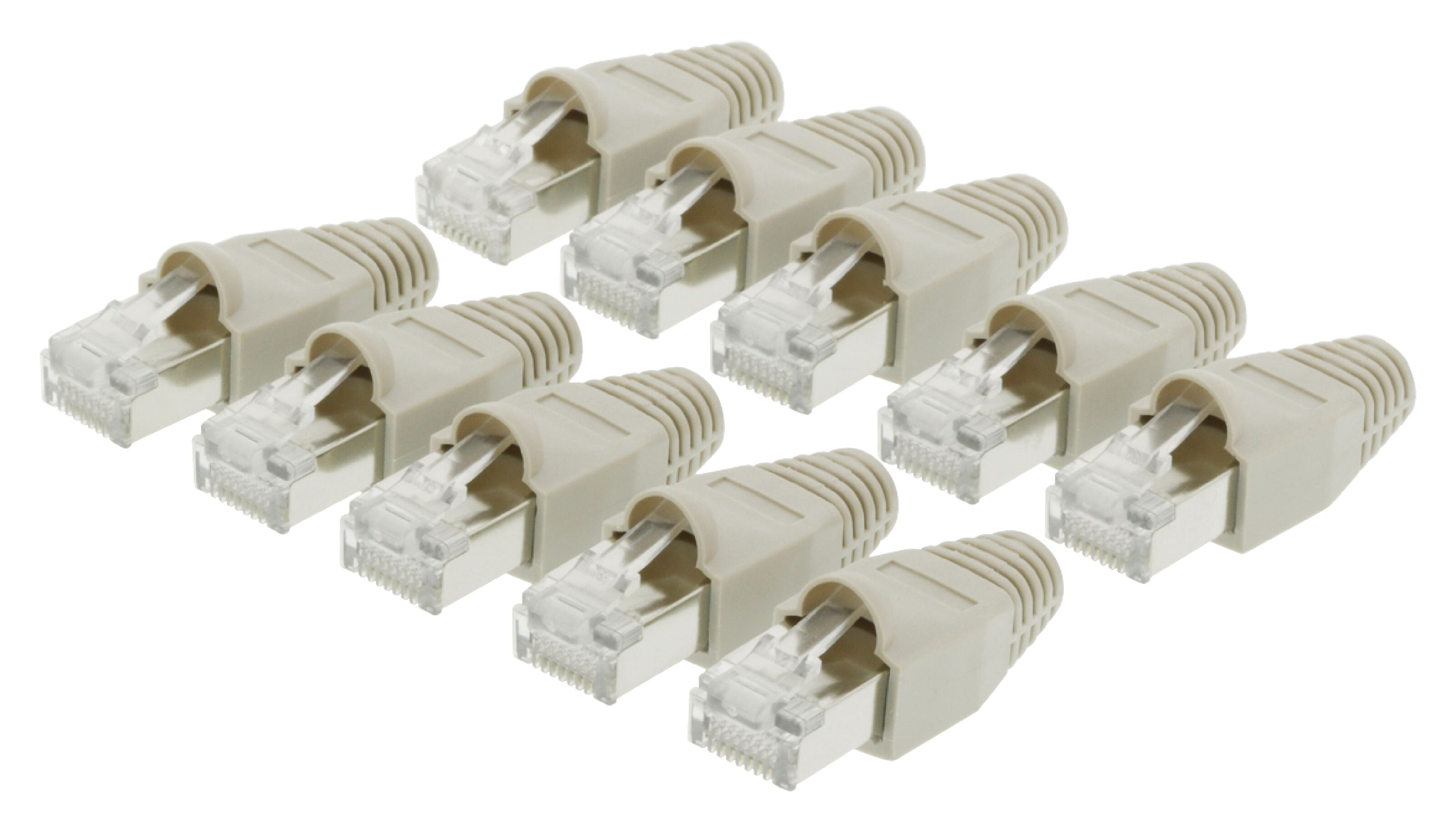 Luxorparts STP-modulkontakt RJ45 Cat. 6 med strekkavlastning, 10-pk.