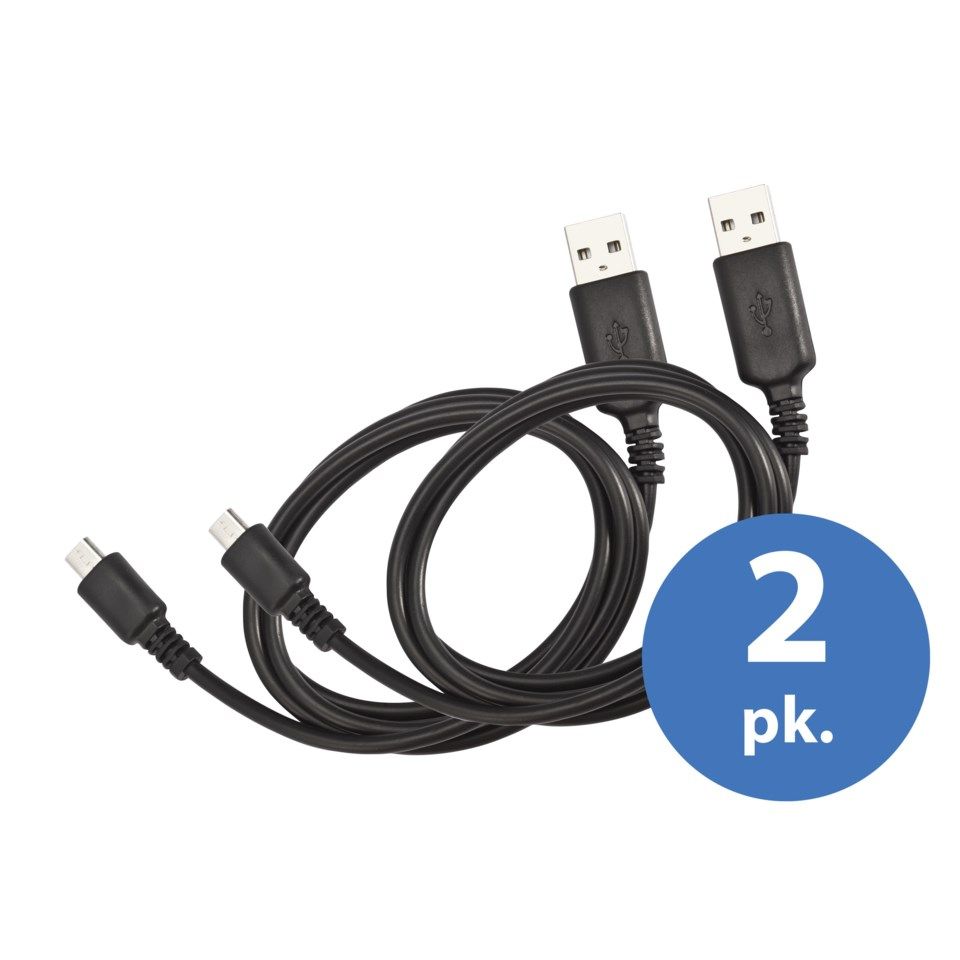 Linocell 2-pk. Micro-USB-kabel 2 m svart