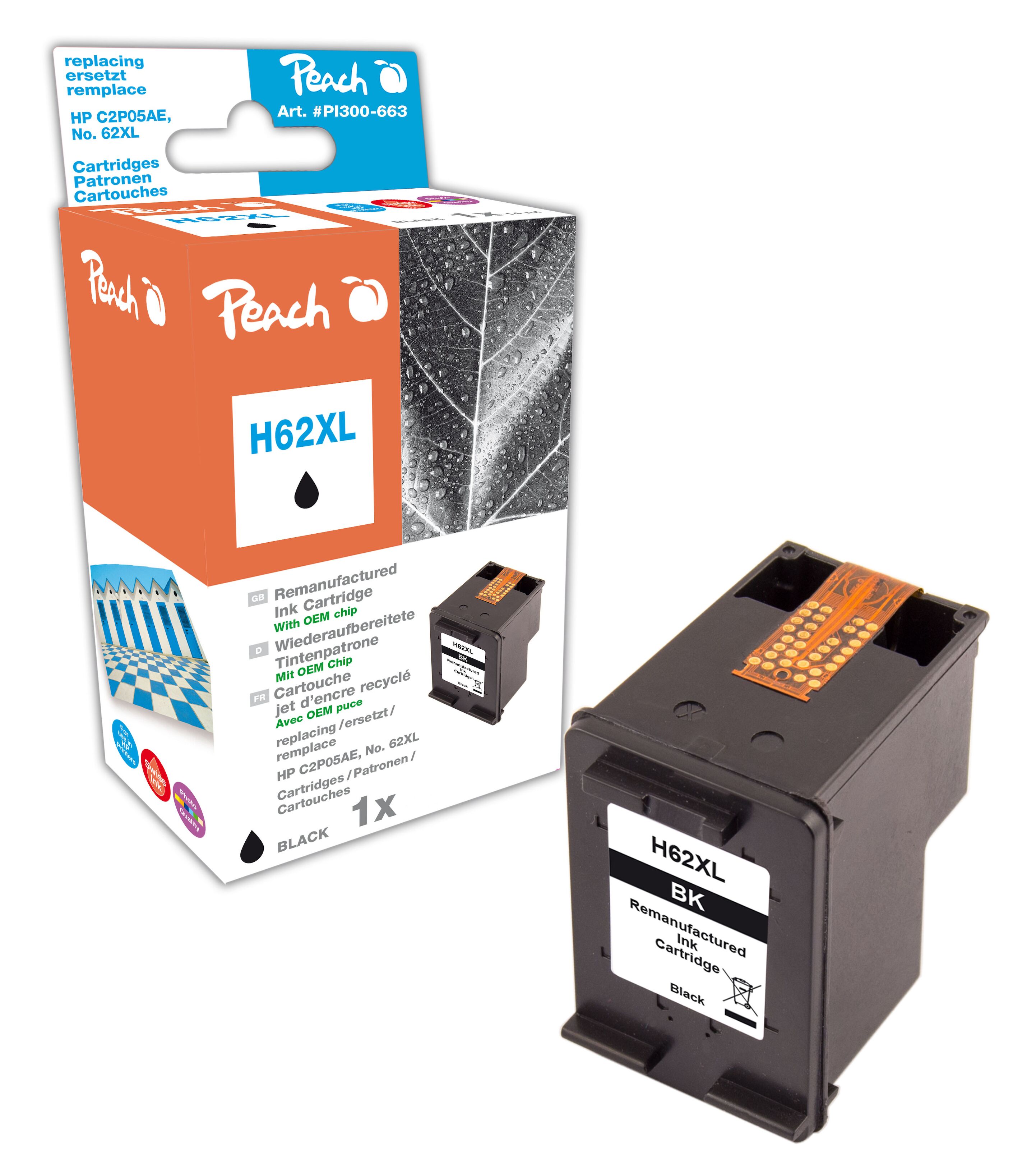 Peach Blekkpatron tilsvarer HP 62XL svart