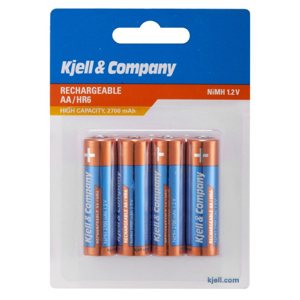 Kjell & Company Oppladbare AA-batterier 2700 mAh 4-pk.
