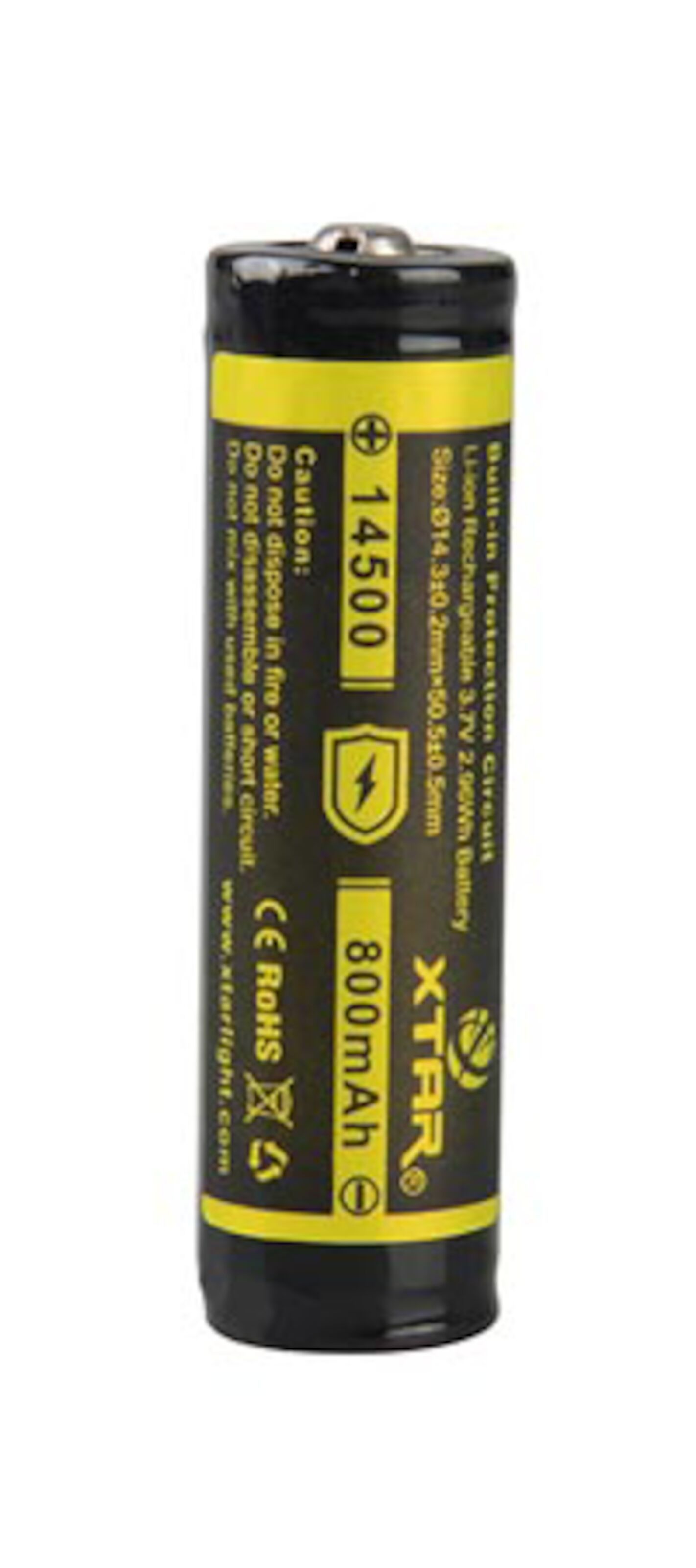 Xtar 14500-800 mAh 3,6 V bis 3,7 Volt geschützter Li-Ion-Akku 50,5x14,3mm 