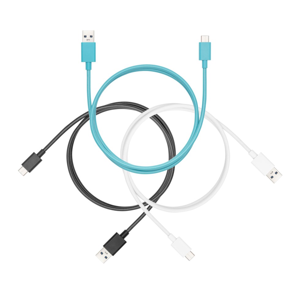 Linocell 3 pack USB C kabel till USB 3.0 1 m Svart, vit och blå Linocell 3 pack USB C kabel till USB 3.0 1 m Svart, vit och blå