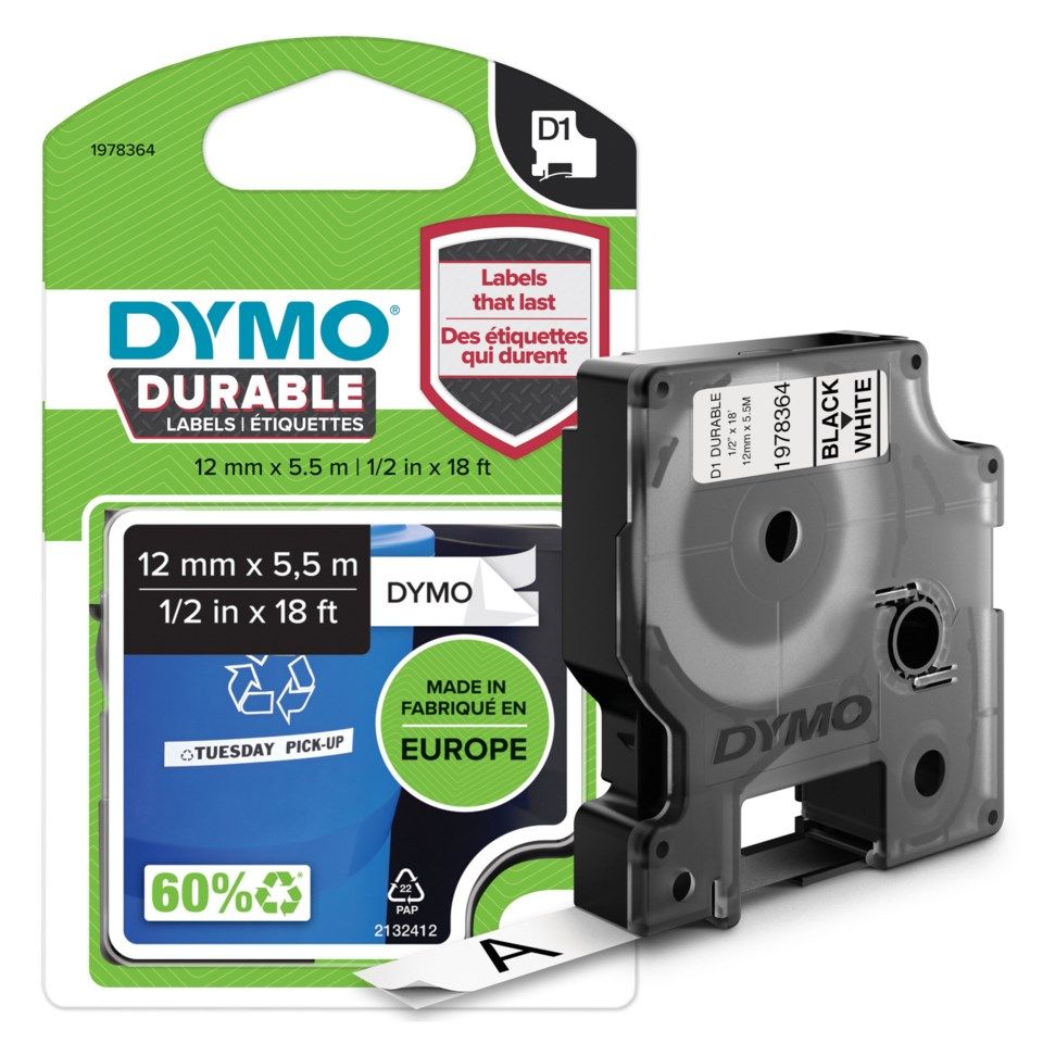 Dymo Durable D1-merketeip 12 mm