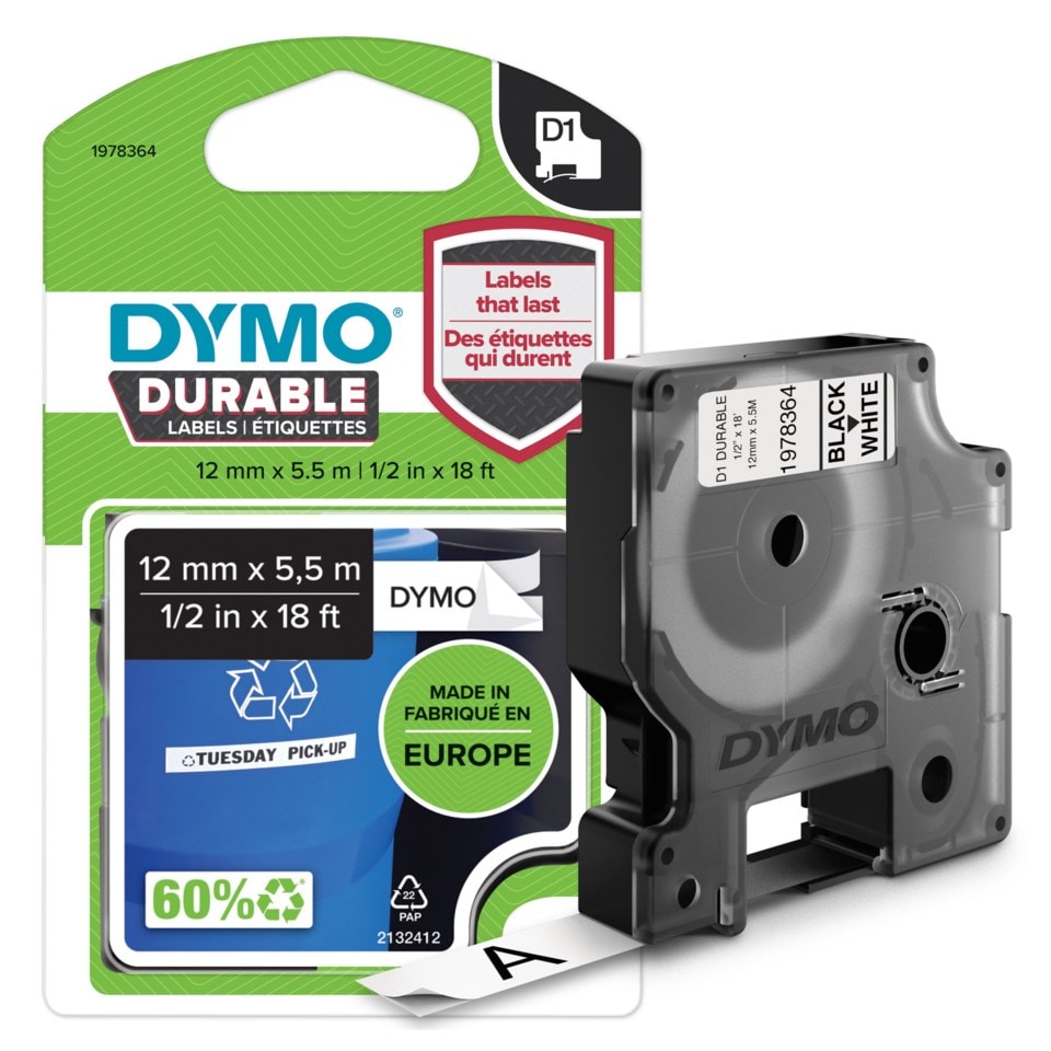 Dymo Durable D1-märktejp 12 mm