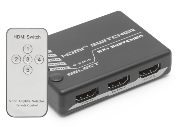 Luxorparts 4K HDMI-switch med fjärrkontroll 5-vägs