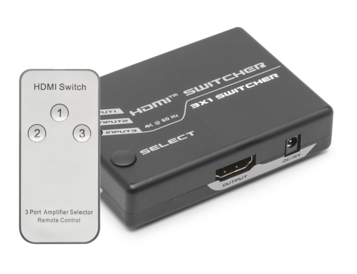 Luxorparts 4K HDMI-switch med fjernkontroll 3-veis