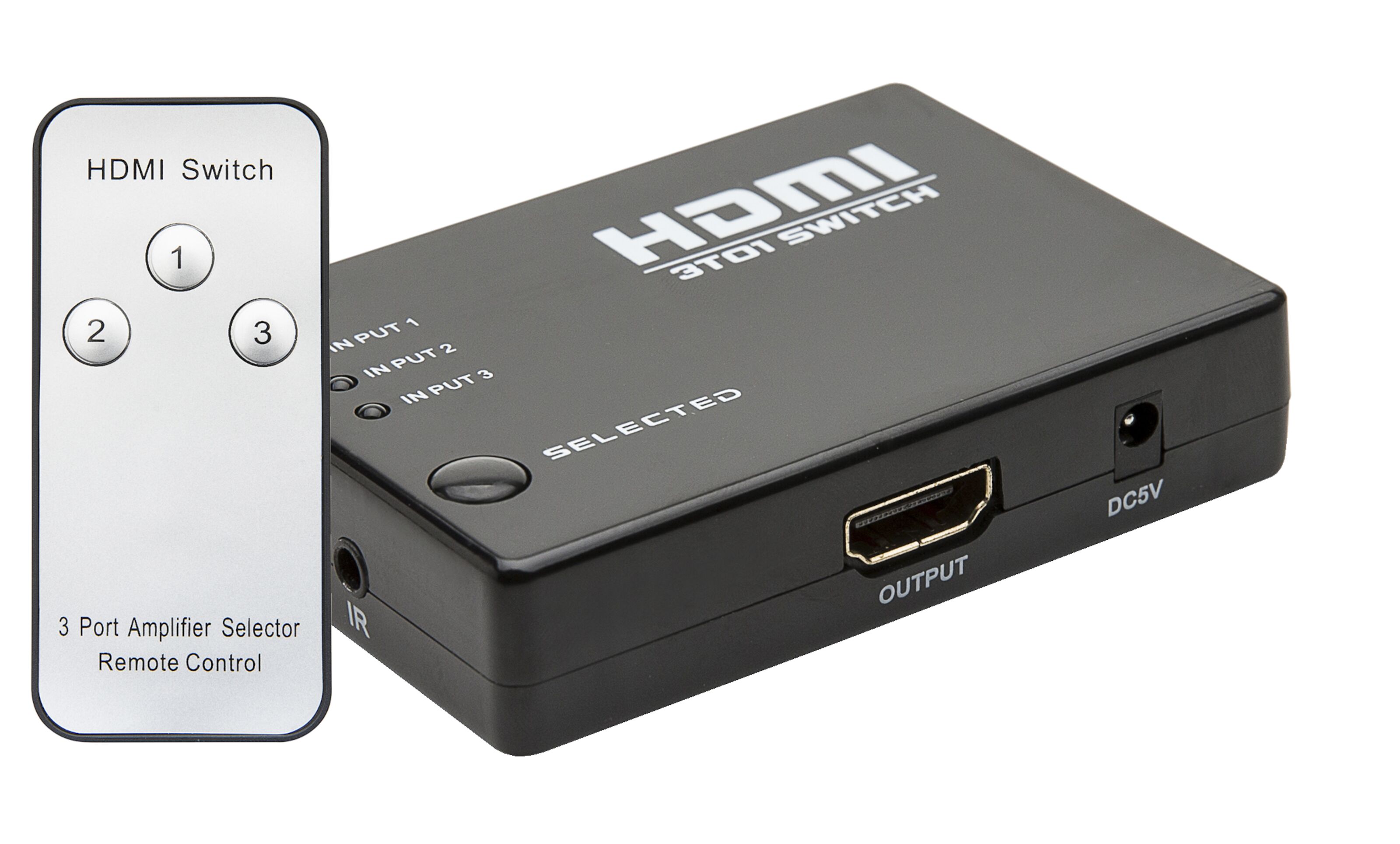 HDMI-switch med fjärrkontroll 3-vägs - HDMI-switch | Kjell.com