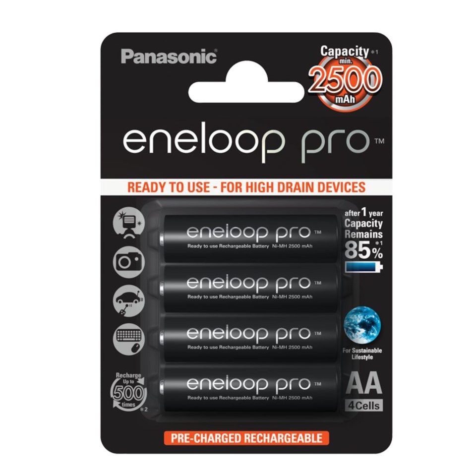 Panasonic Eneloop Pro Oppladbare AA-batterier 2500 mAh 4-pk.