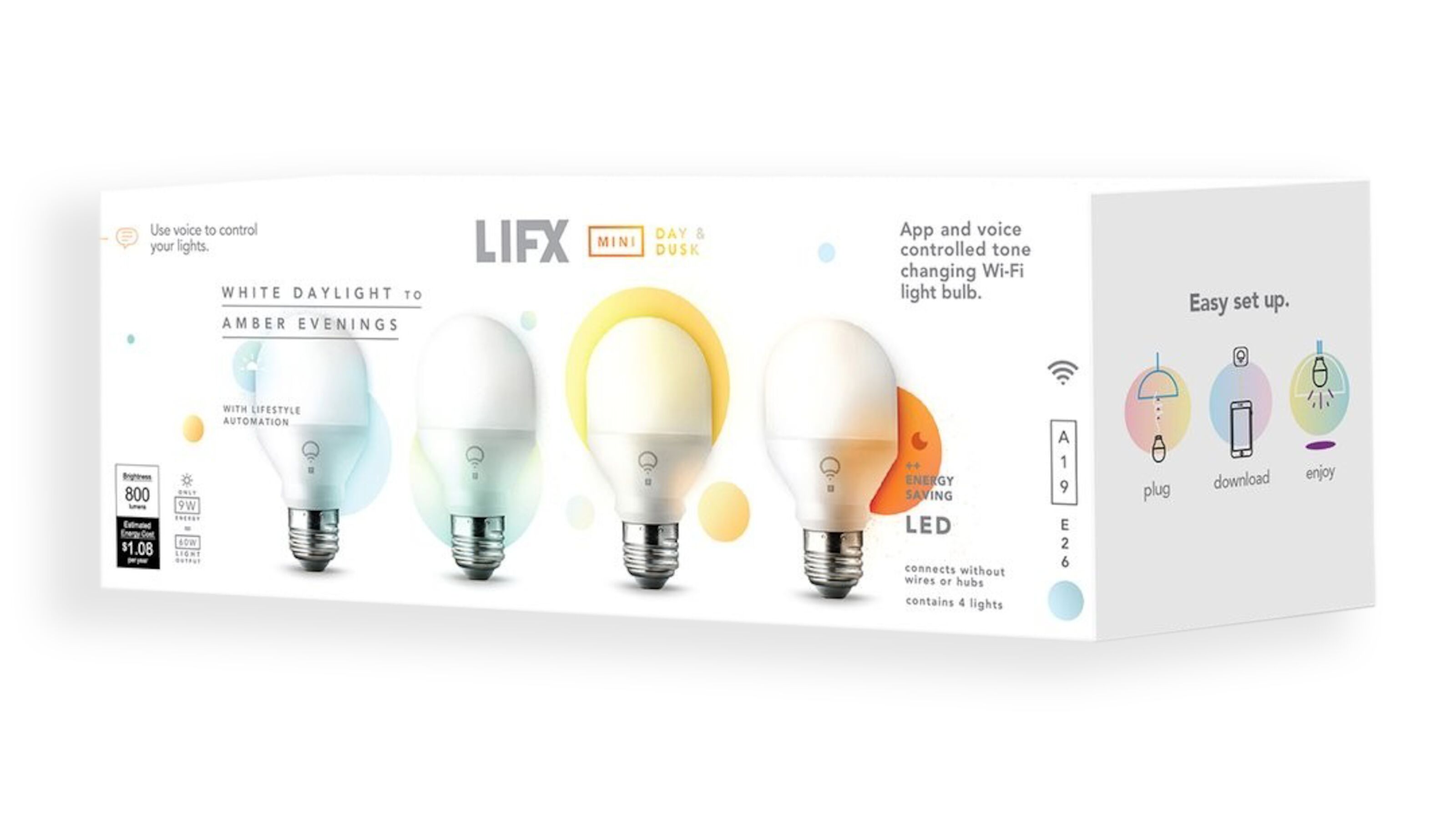 Lifx Mini Colour Smart Led Lampa Rgb E27 800 Lm Homekit Kjell Com