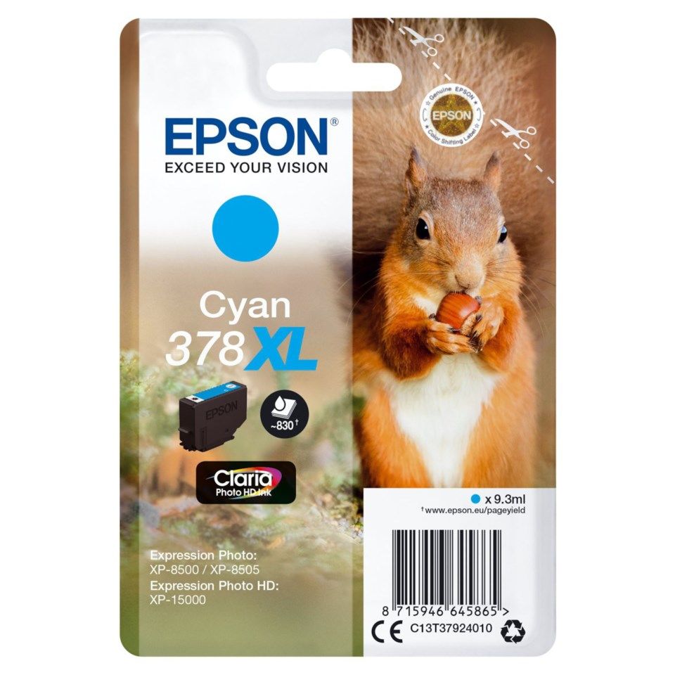 Epson T378 XL Blekkpatron - Cyan