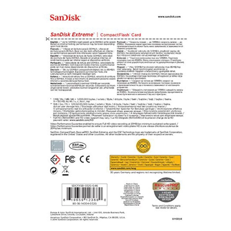 Sandisk Extreme CF-kort 32 GB