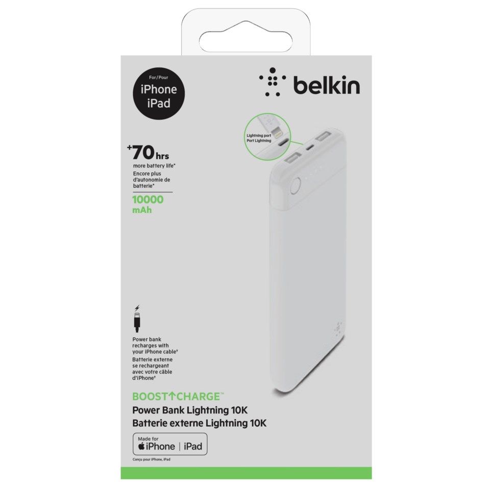 Belkin Boost Charge Lightning-powerbank 10 000 mAh Hvit
