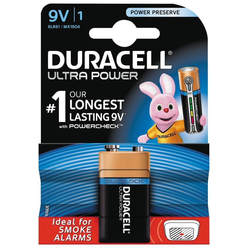 Duracell Ultra Power 9 V-batteri (PP3)