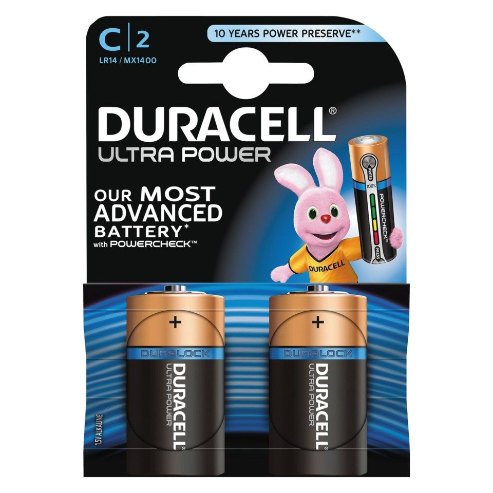 Duracell Ultra Power C-batterier (LR14) 2-pk.