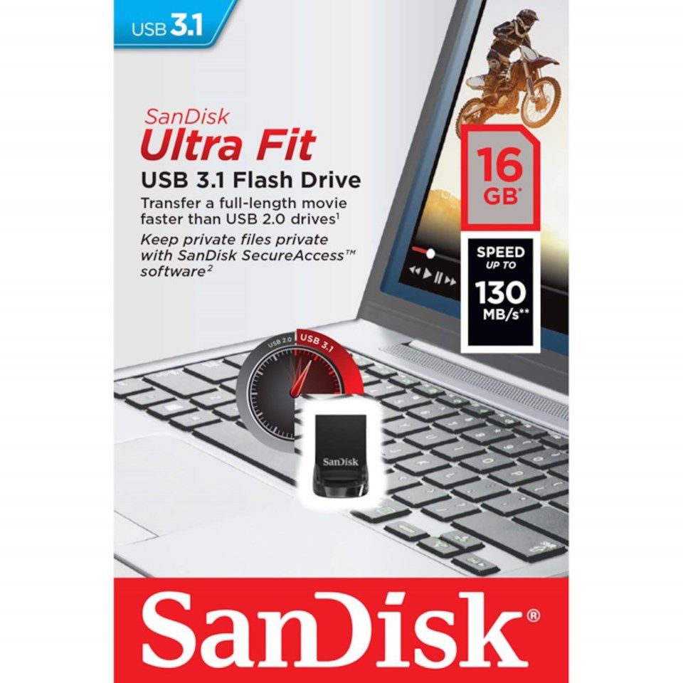 Sandisk Ultra Fit 3.1 USB-minne 16 GB