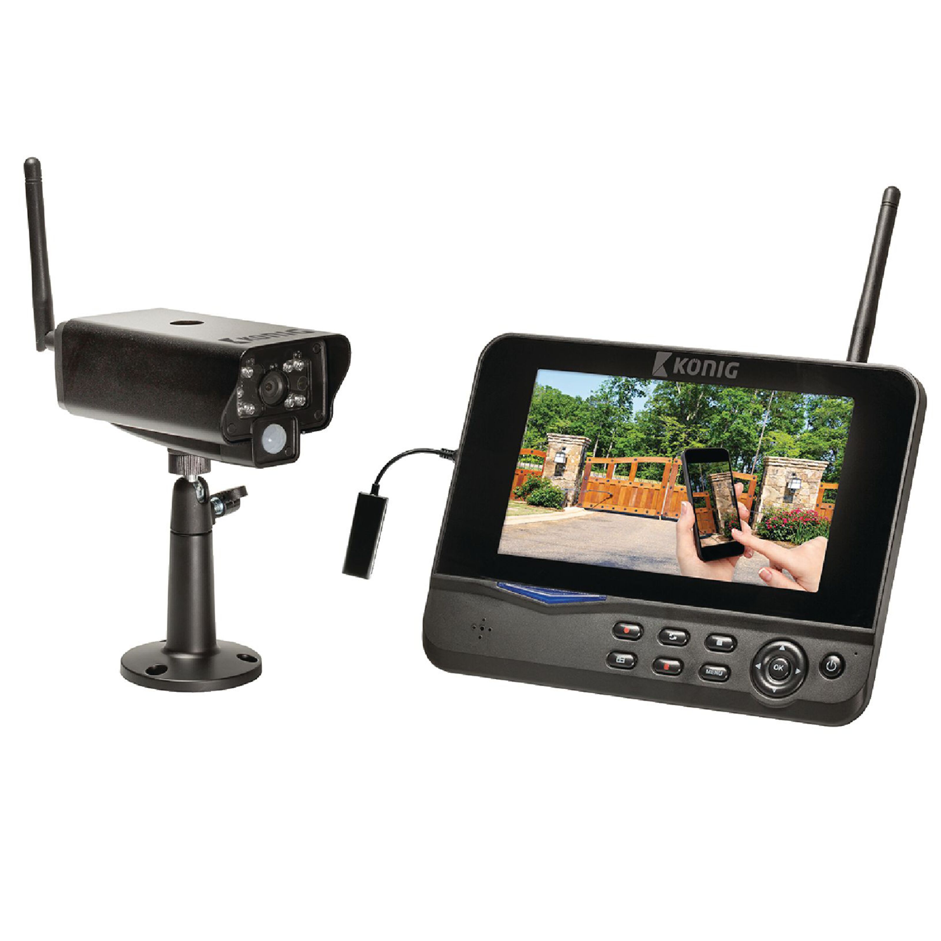 König Övervakningssystem med trådlös kamera Övervakningskameror