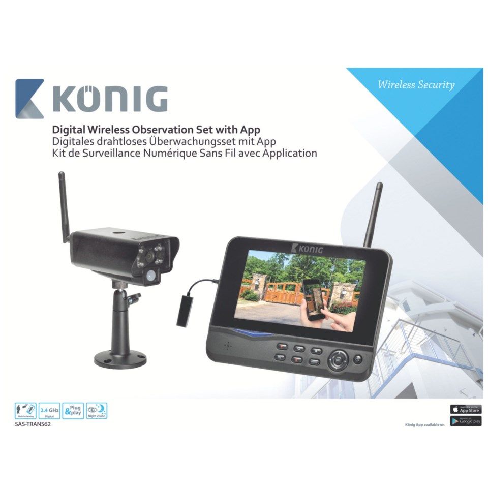 König Övervakningssystem med trådlös kamera