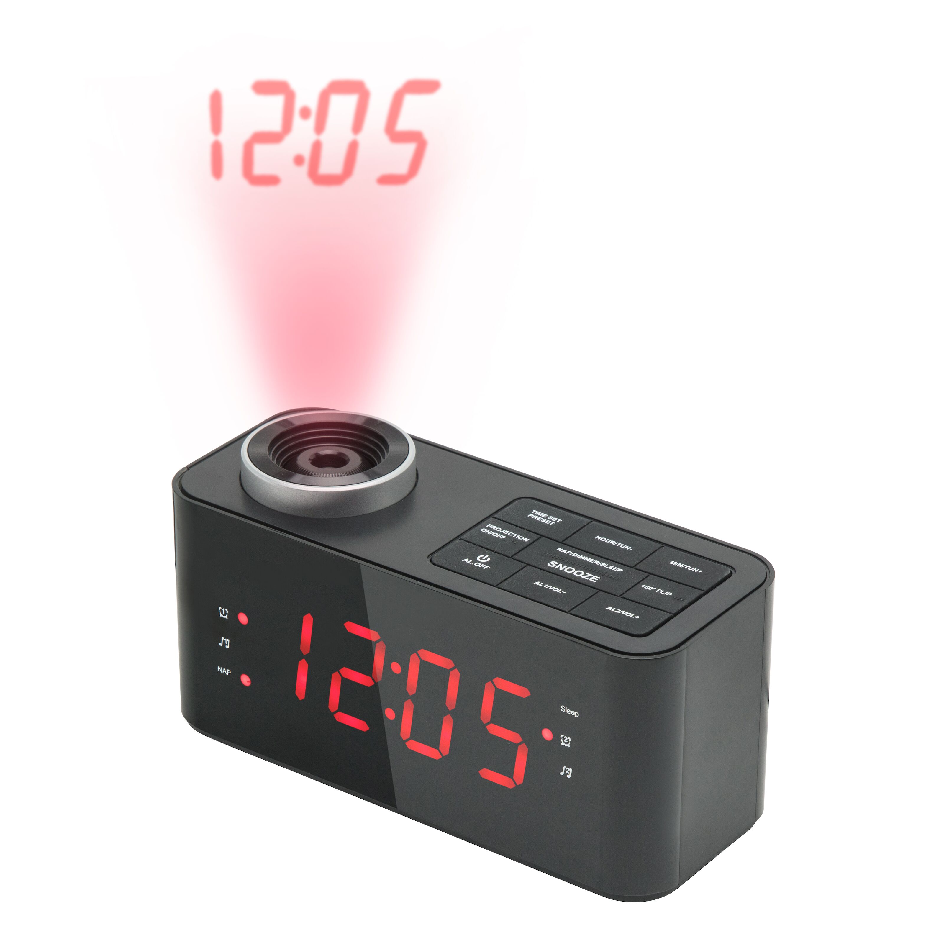 Rubicson Projeksjonsklokke med alarm og radio