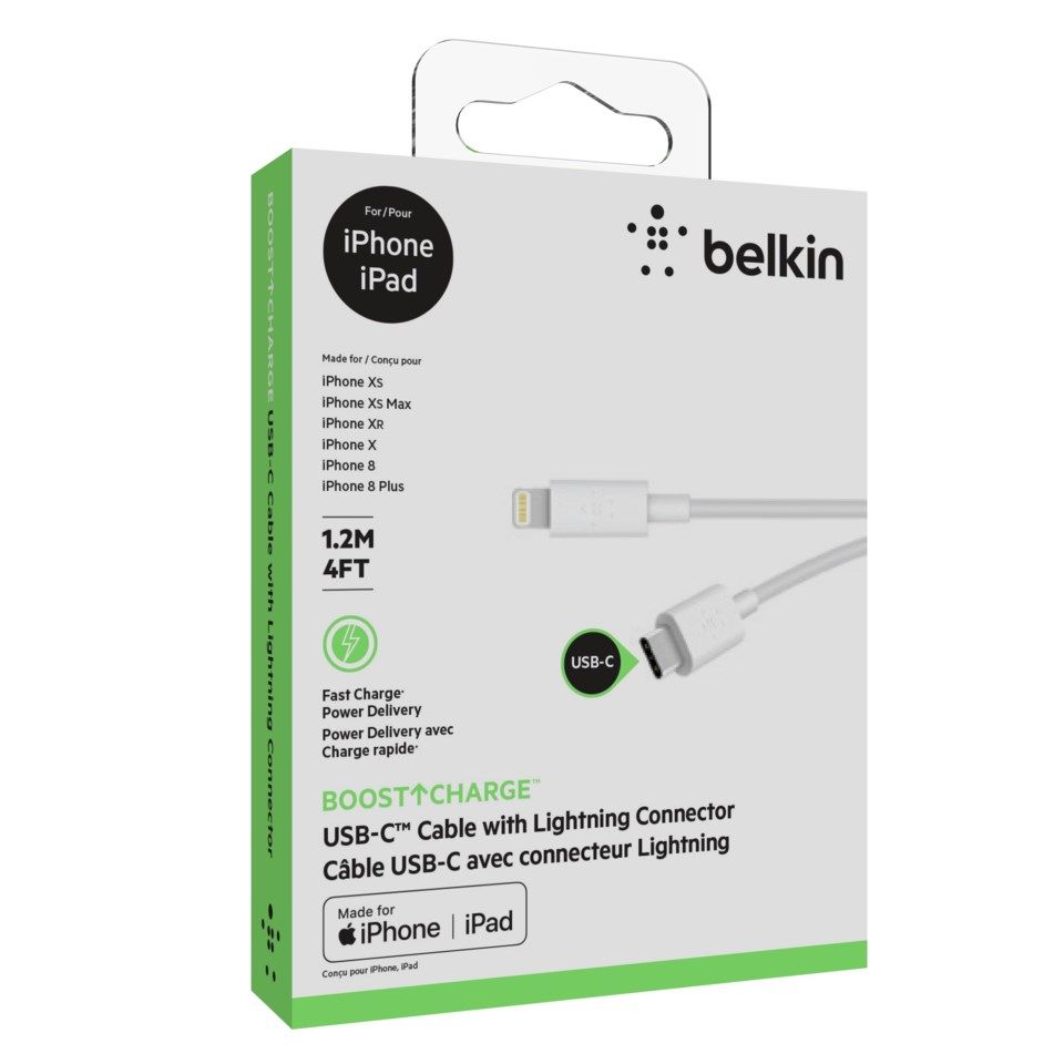 Belkin Mixit USB-C til Lightning-kabel 1,2 m Hvit
