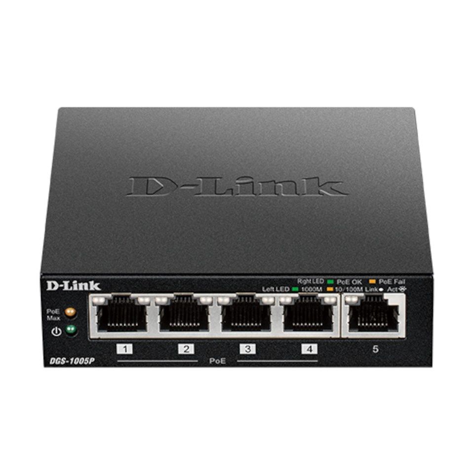 D-link DGS-1005 POE+-gigabitswitch 5 porter