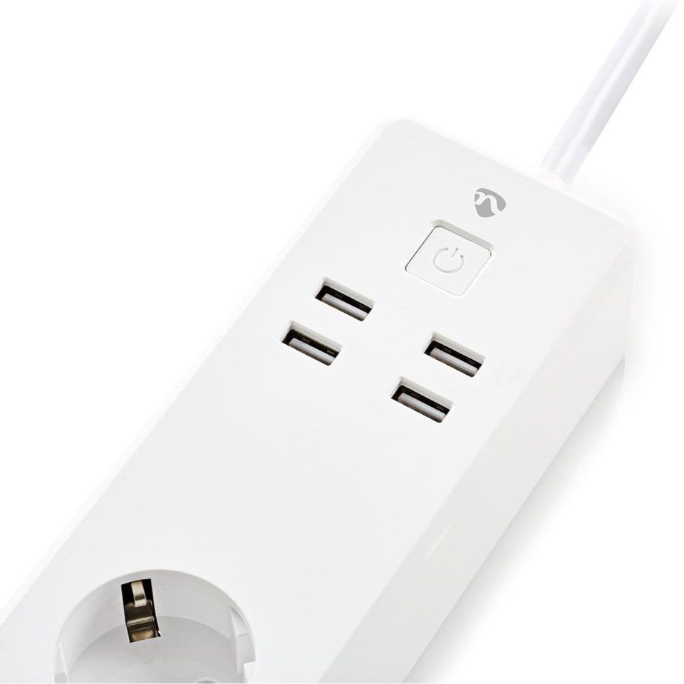 Nedis Smartlife Wi-Fi Smart Grenuttag med USB-laddning 4 uttag
