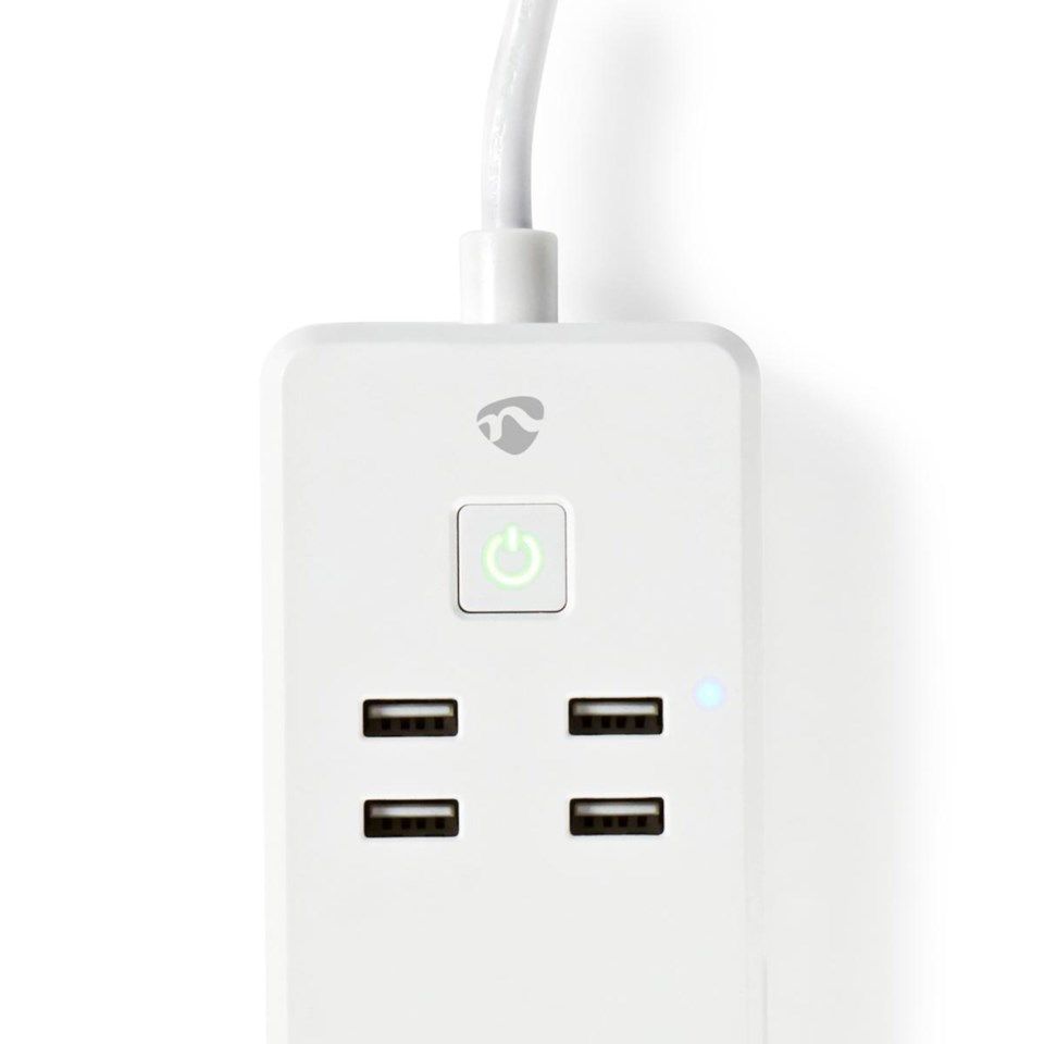 Nedis Smartlife Wi-Fi Smart Grenuttak med USB-lading 4 uttak