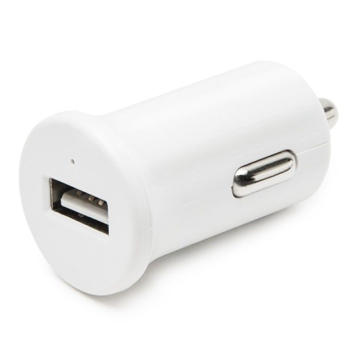 Linocell Mini USB-billaddare 2,4 A Vit. Kraftfull USB-billaddare