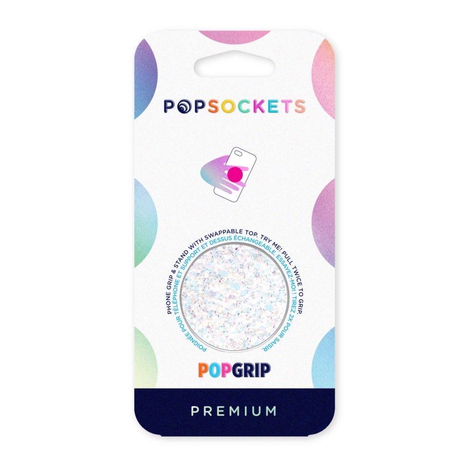Popsockets Premium Grep for mobil Glitterhvit