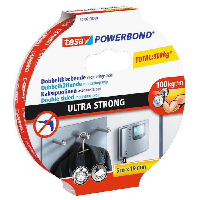 Tesa Ultra Strong Dubbelhäftande monteringstejp 5 m