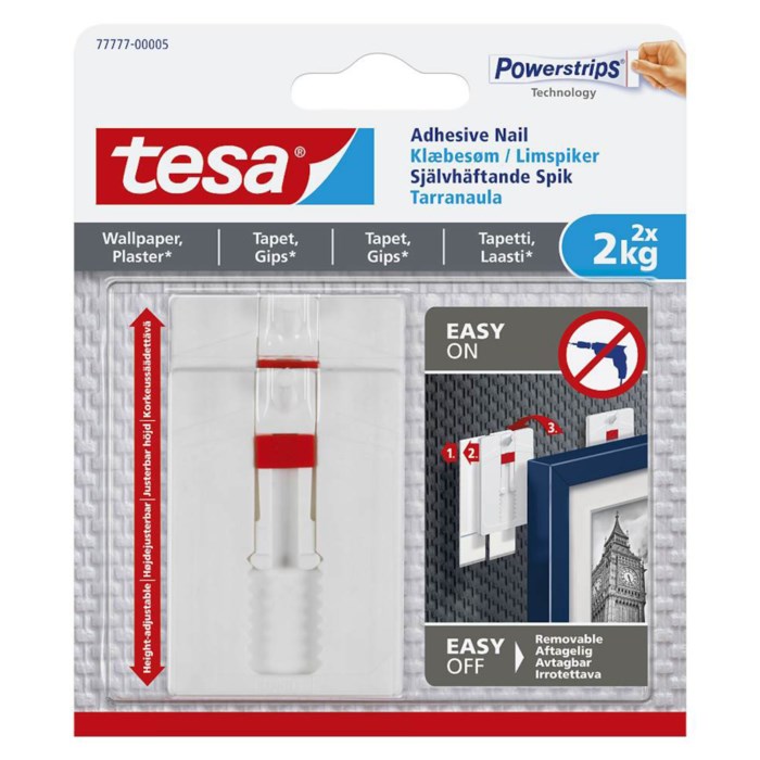Tesa Justerbar häftspik för tapet och gips 2 kg 2-pack