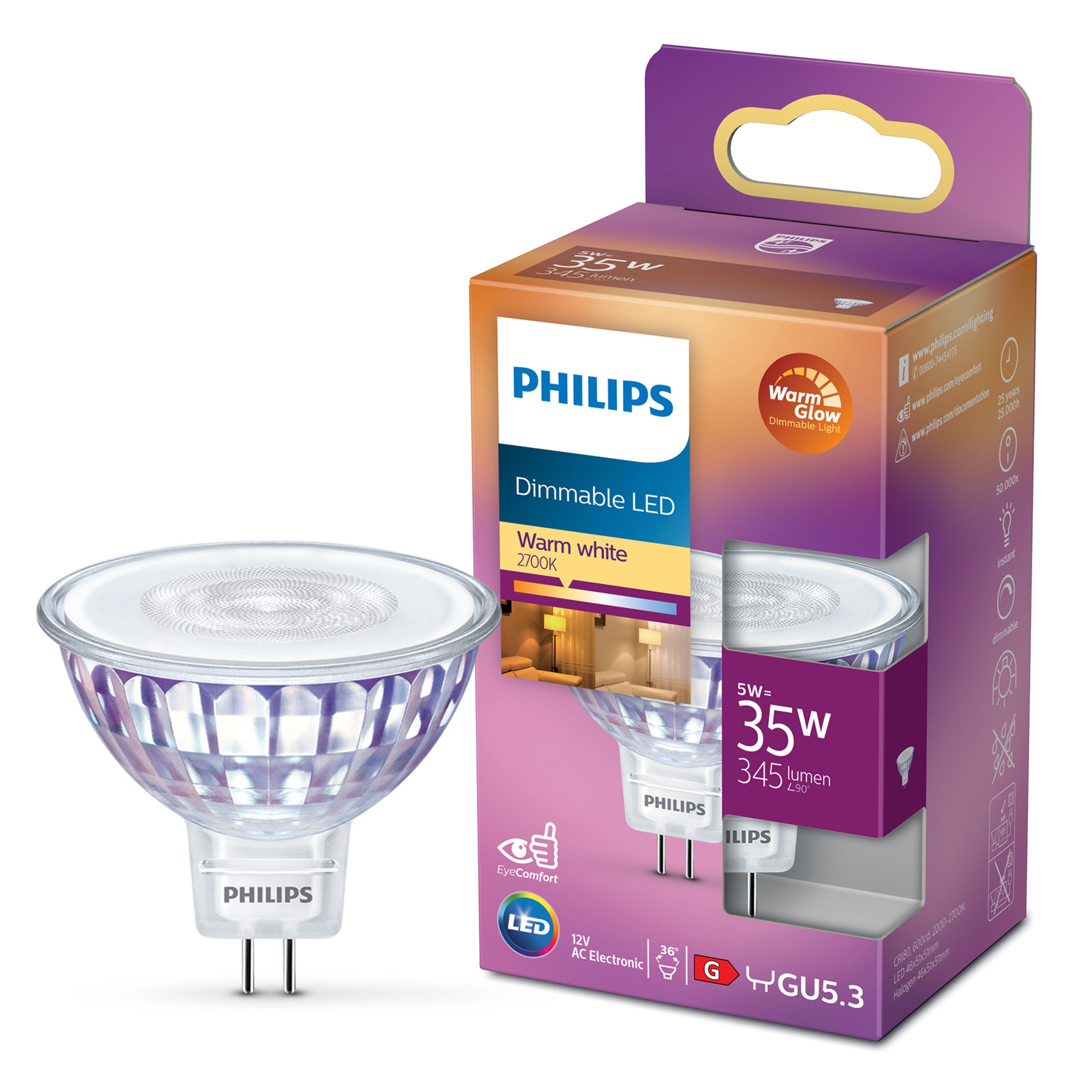 Philips LED-pære GU5,3 345 lm