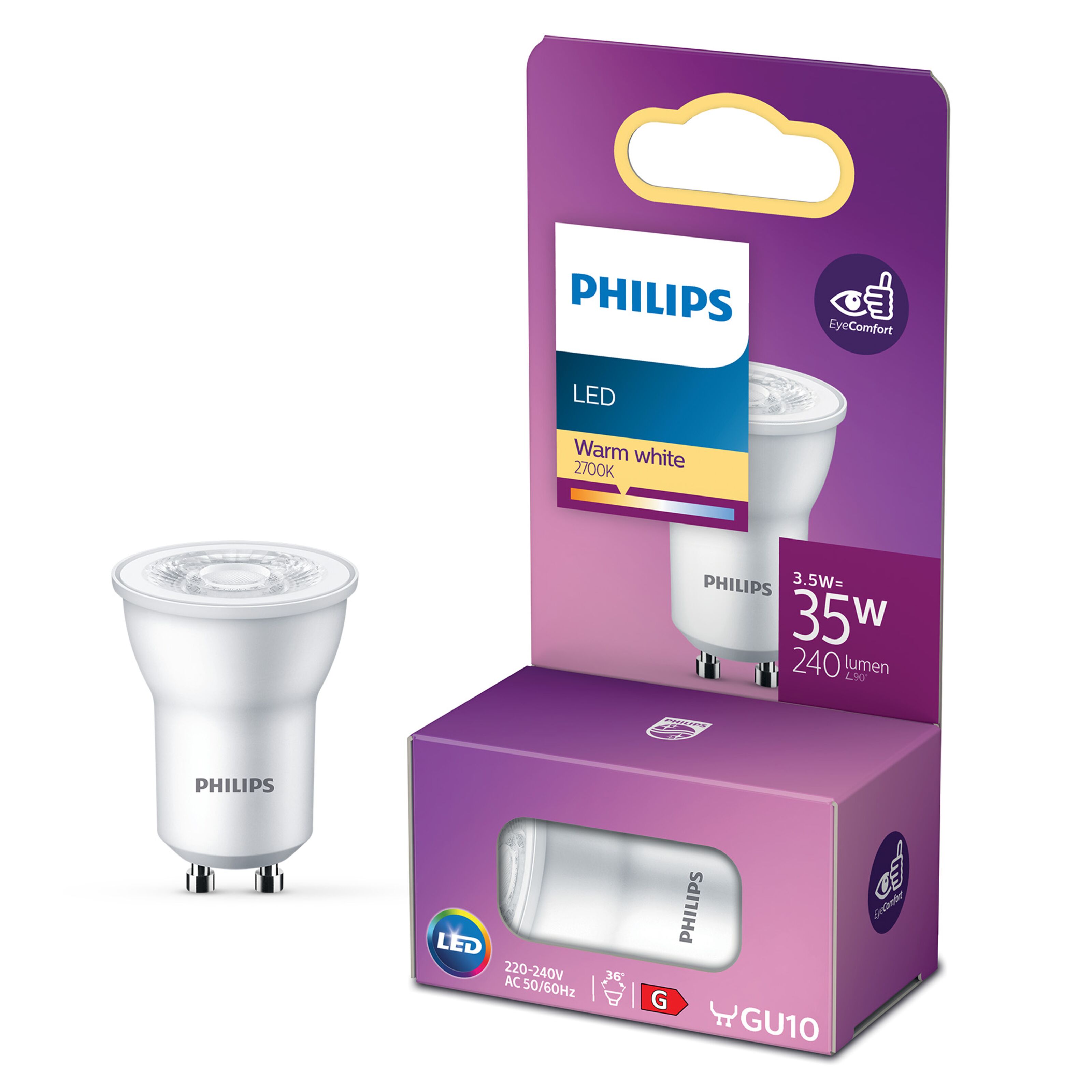 Ampoule GU10 50W 240V - Jaune - Dimmable - Verre Teinté - 3000h De Vie - Sans Transformateur