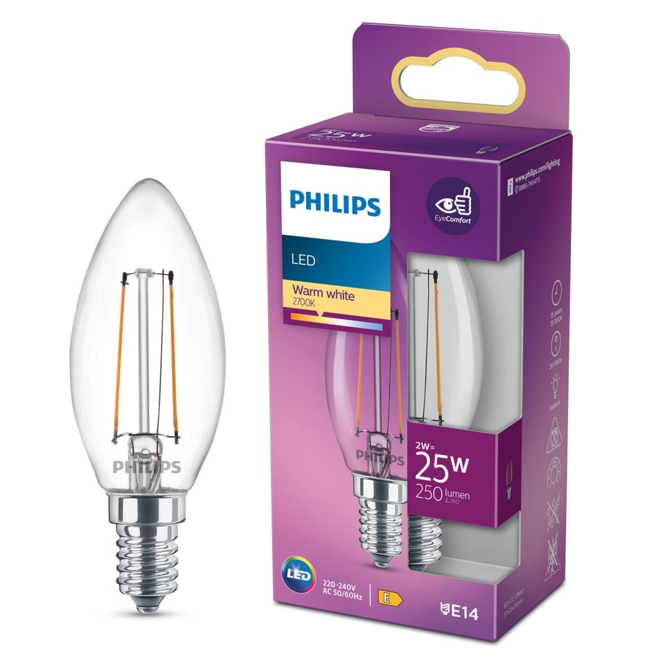 Philips LED-pære Mignon E14 250 lm