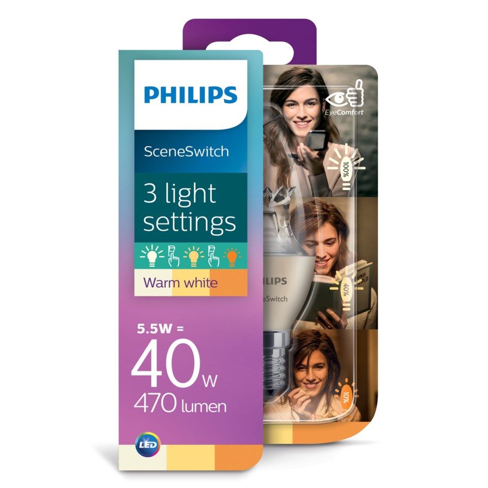 Philips Sceneswitch LED-lampa Kron E14 470 lm