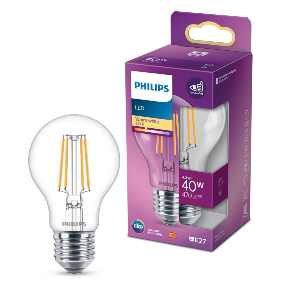 Philips LED-globepære E27 470 lm