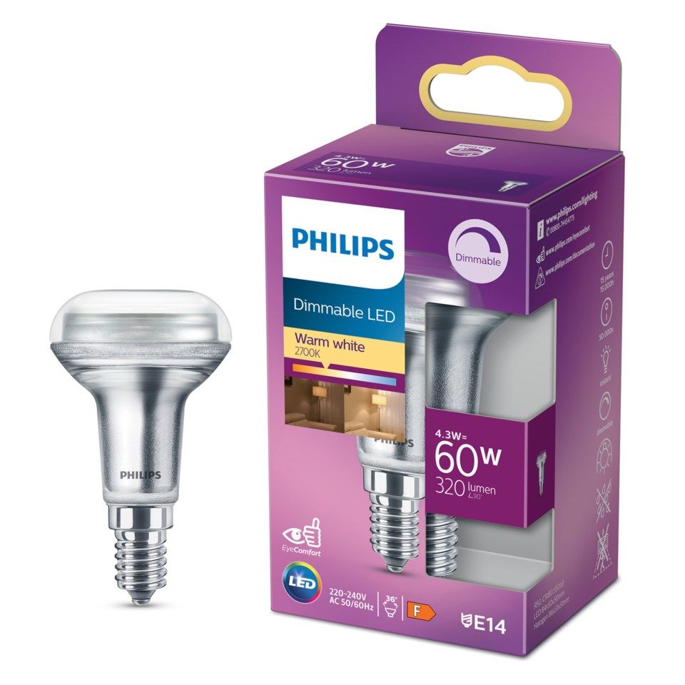 Philips LED-lampa Reflektor E14 320 lm